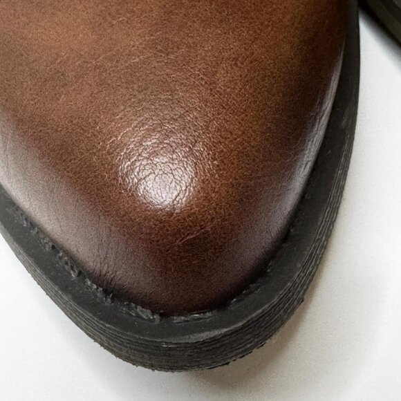 Women's Faux Leather Western Cowboy Mid Block Heel Boots, Dark Tan , Size 10 - Picture 4 of 5